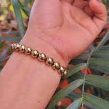 Natural Certified 8MM Healing Crystal Gem Stone Crystal Bracelet for Men and Women (Golden Pyrite Bracelet)