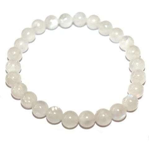 Natural Rainbow Moonstone Semi Precious Gemstone Bracelet, Crystal Stone 8mm Beads Bracelet Round Shape for Reiki Healing, Crystal Healing and Chakra Balance
