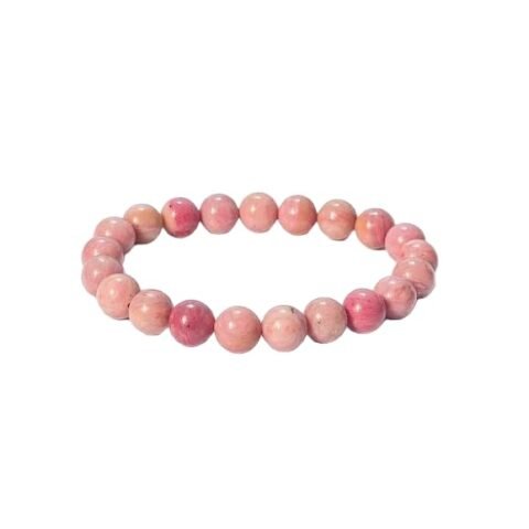 Natural Real Crystal Certified 8 mm Bracelet for Men and Women for Good Luck, Love, Abundance, Healing and Meditation (Natural Pink Rhodonite Bracelet)