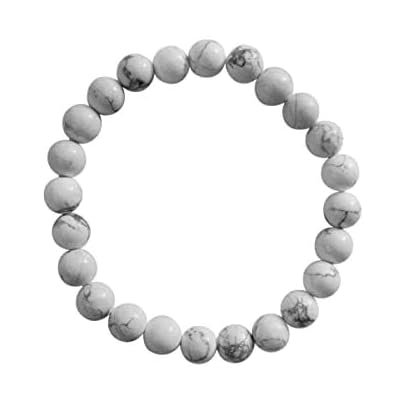 Natural Howlite Certified Real Pure Crystal Certified 8 mm Bracelet for Men and Women for Good Luck, Love, Abundance, Healing and Meditation