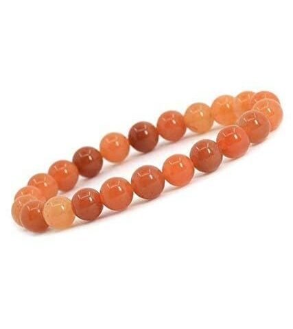 Red Aventurine Natural Crystal Bracelet Lab Certified 8 mm Semi Precious Gemstone Unisex AAA Grade Premium Stretchable Band Bracelet for Healing Meditation and Manifestation