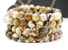 Peanut Jasper Natural Crystal Bracelet Lab Certified 8 mm Semi Precious Gemstone Unisex AAA Grade Premium Stretchable Band Bracelet for Healing Meditation and Manifestation