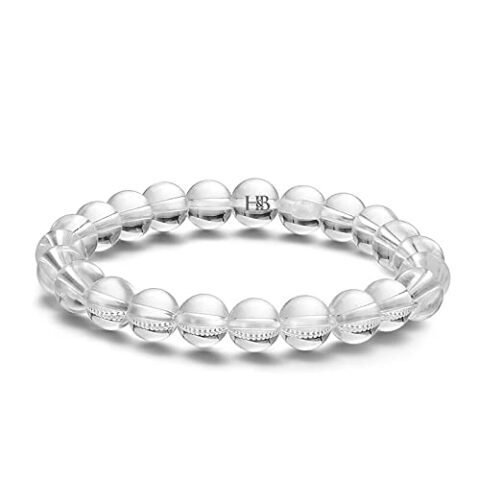 Natural Clear Quartz Semi Precious, Stone Bracelet, Crystal Stone 8mm Beads Bracelet Round Shape for Reiki Healing and Crystal Healing Chakra Stones