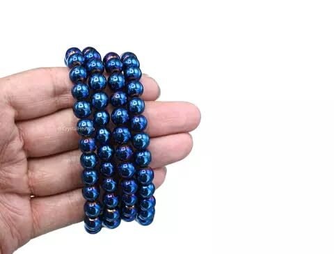 Peacock Hematite Natural Bracelet Certified For Men and Women Adjustable 8mm Lab Certified Gemstone For Men and Women Bracelet for Healing Meditation Success and Abundance