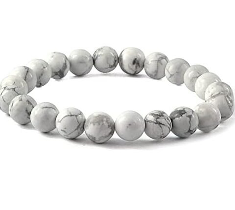Natural Howlite Beads Bracelet ? Certified Stretchable Unisex Bracelet for Healing, Stress Relief ? AAA Quality Gemstones