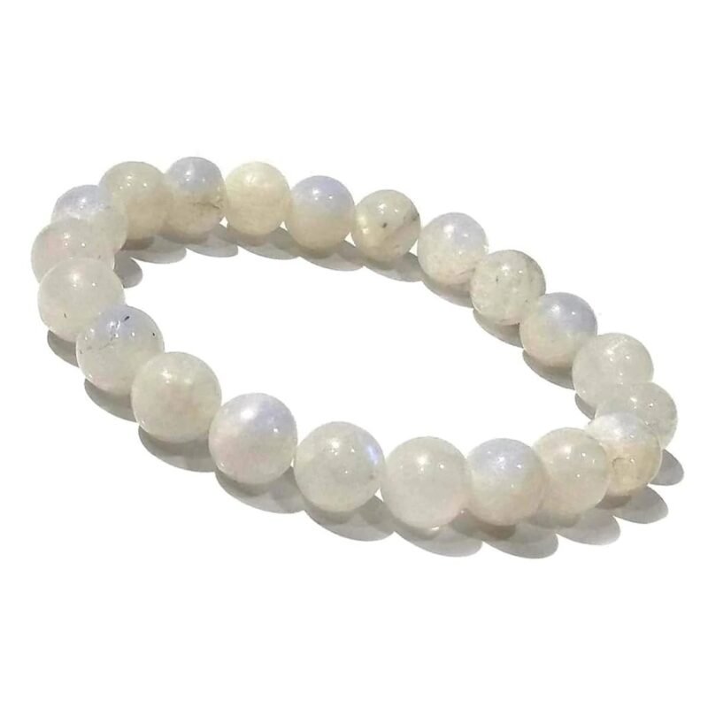 White Moon Stone Natural Bracelet Pure Certified For Men and Women Adjustable 8mm Lab Certified Gemstone For Men and Women Bracelet for Healing Meditation Success and Abundance