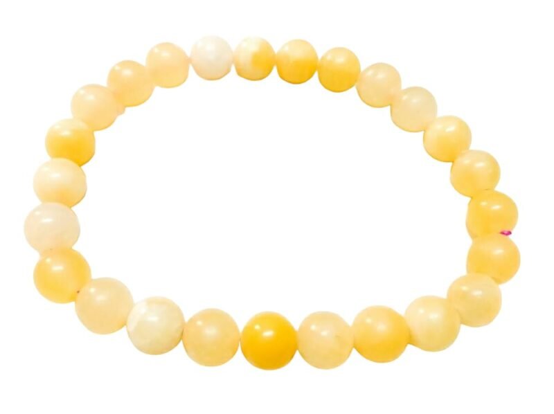 Yellow Calcite Natural Crystal Bracelet Lab Certified 8 mm Semi Precious Gemstone Unisex AAA Grade Premium Stretchable Band Bracelet for Healing Meditation and Manifestation