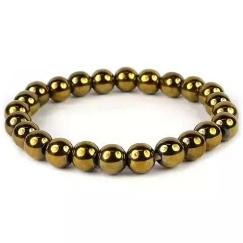 Divinity Golden Pyrite Certified 8mm Unisex Bracelet Super AAA Quality for Healing Meditation Success and Abundance (Golden Pyrite Bracelet)