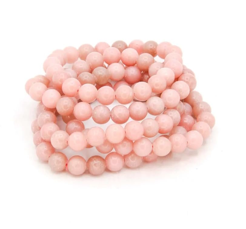Natural Rose Quartz Semi Precious, Stone Bracelet, Crystal Stone 8mm Beads Bracelet Round Shape for Reiki Healing and Crystal Healing Chakra Stones