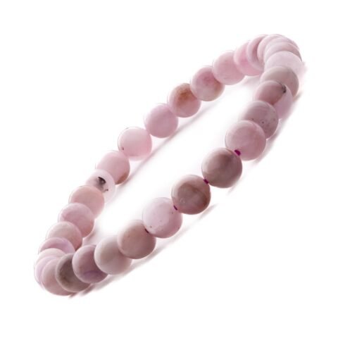 Natural Crystal Kunzite Bracelet 8mm Stretchable Original Semi Precious Gemstone Bracelet For Heart Chakra, Emotional Healing, Stress-relief & Meditation