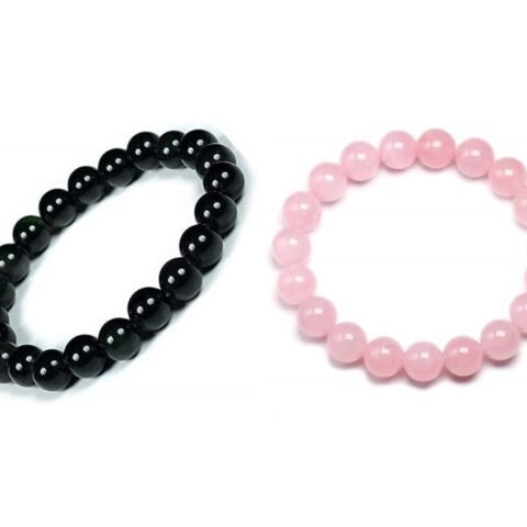 Natural Blood Stone and Rose Quartz Real Pure Crystal Certified 8 mm Bracelet Combo for Men and Women for Good Luck, Love, Abundance, Healing and Meditation