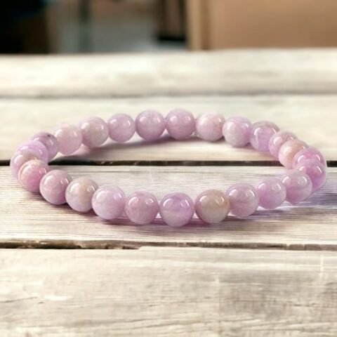 Divinity Natural Pure Certified Kunzite 8mm Unisex Bracelet Super AAA Quality for Healing Meditation Success and Abundance (Kunzite Bracelet)