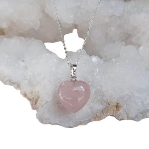 Divine Natural Rose Quartz Love Heart Necklace, Boho Jewellery, Dainty Gemstone Necklace, Heart Necklace, Rose Quartz Jewellery
