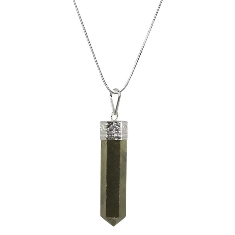 Divine Original Pyrite Pencil Certified Unisex Locket Pendant with Chain for Will Power Manifestation and Financial Abundance