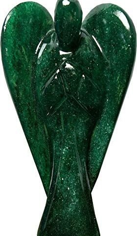 Divine Spirituals Natural Green Aventurine (Stone of Opportunity) Healing Lab Certified Natural Crystal Angel (3" Inches)