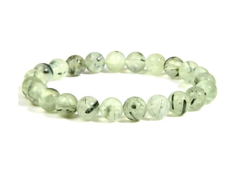 Prehnite Natural Crystal Bracelet Lab Certified 8 mm Semi Precious Gemstone Unisex AAA Grade Premium Stretchable Band Bracelet for Healing Meditation and Manifestation