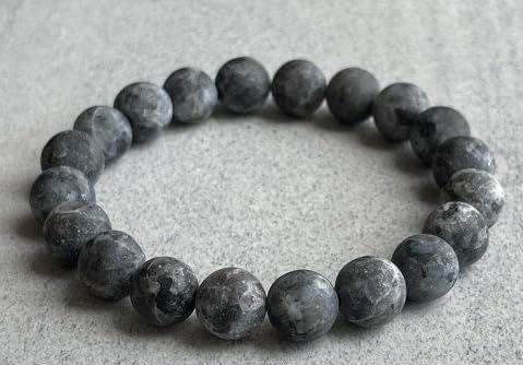 Natural Larvikite Crystal Bracelet Lab Certified 10 mm Semi Precious Gemstone Unisex AAA Grade Premium Stretchable Band Bracelet for Healing Meditation and Manifestation