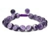 Natural Amethyst Crystal 10mm Certified Adjustable Thread Bracelet for Healing and Meditation - Manifest Abundance, Positivity, Good Luck, Health and Wealth