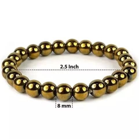 Divinity Golden Pyrite Certified 8mm Unisex Bracelet Super AAA Quality for Healing Meditation Success and Abundance (Golden Pyrite Bracelet)