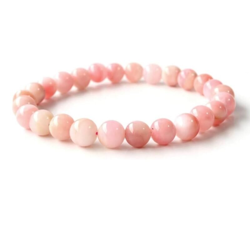 Divinity Pink Opal Natural Pure Certified 8mm Unisex Bracelet Super AAA Quality for Healing Meditation Success and Abundance (Pink Opal Bracelet)