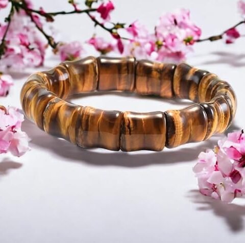 Divine Spirituals Natural Tiger Eye Real Pure Crystal Flat Faceted Certified 10 mm Bracelet for Men and Women for Good Luck, Love, Abundance, Healing and Meditation