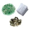 Pyrite Stone Original Certified Natural Raw Geode 40 Grams with 50 Grams Natural Green Aventurine Chips and 1 Natural Selenite Stone Raw Block for Healing Meditation and Manifesting Abundance
