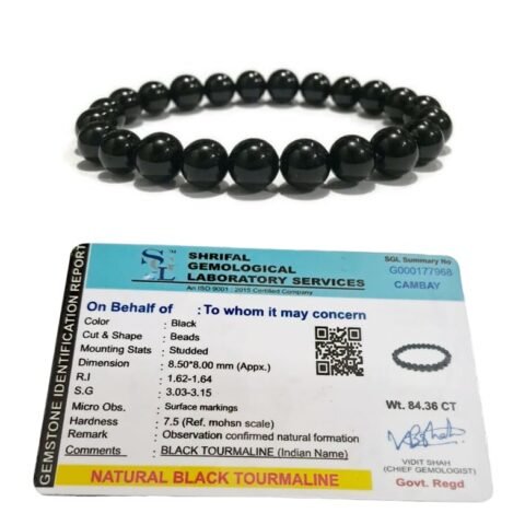 Natural Black Tourmaline and Rose Quartz Real Pure Crystal Certified 8 mm Bracelet Combo for Men and Women for Good Luck, Love, Abundance, Healing and Meditation