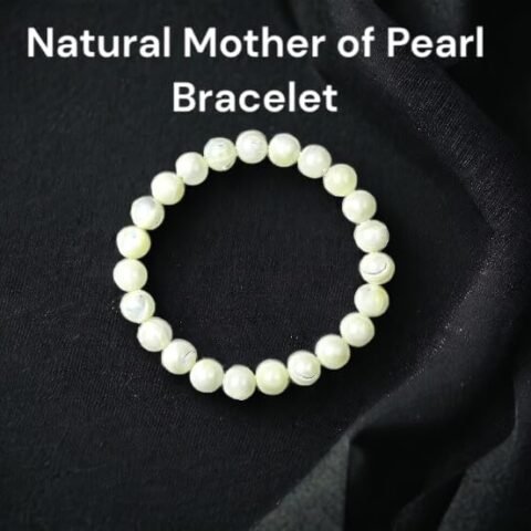 Natural Crystal Mother of Pearl (Matrika) Nacre Bracelet 8mm Original Semi Precious Gemstone Unisex Bracelet For Calming Energy, Stress Reduction, Emotional Balance and Peace