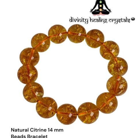 Divinity Healing Crystals Natural Citrine Pure Certified 14 mm Adjustable Band Unisex Bracelet Super AAA Quality for Healing Meditation Success and Abundance