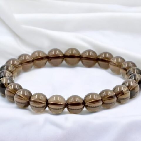 Natural Smoky Quartz Real Pure Crystal Certified 8 mm Bracelet for Men and Women for For Manifestation, Healing and Meditation Stability and Grounding