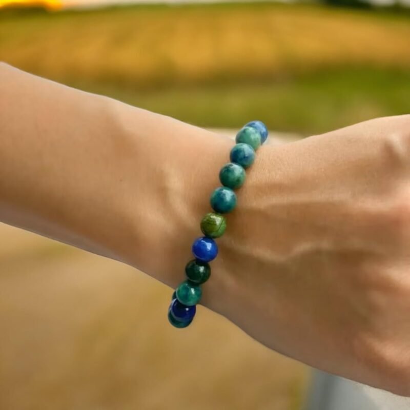 Natural Azurite Bracelet Lab Certified AAA Grade 8mm Stretchable Original Crystal Bracelet For Third Eye Chakra, Creativity, Manifestation & Meditation For Men & Women
