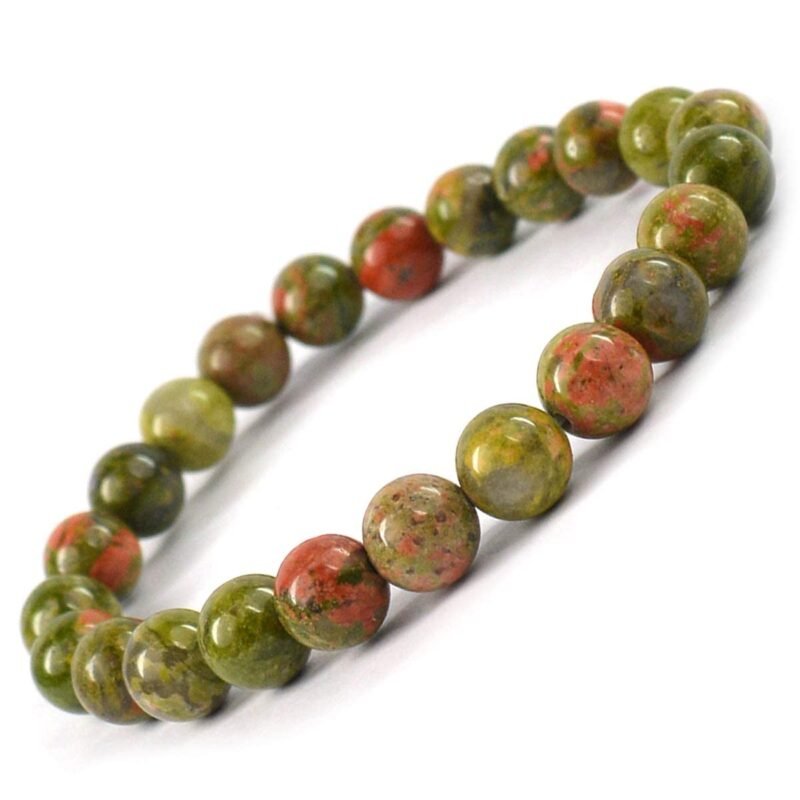 Unakite Natural Crystal Bracelet Lab Certified 8 mm Semi Precious Gemstone Unisex AAA Grade Premium Stretchable Band Bracelet for Healing Meditation and Manifestation