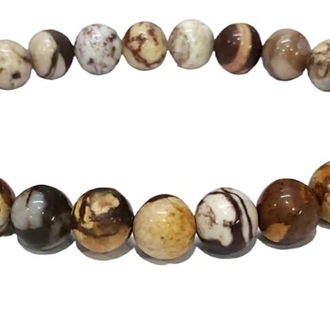 Peanut Jasper Natural Crystal Bracelet Lab Certified 8 mm Semi Precious Gemstone Unisex AAA Grade Premium Stretchable Band Bracelet for Healing Meditation and Manifestation