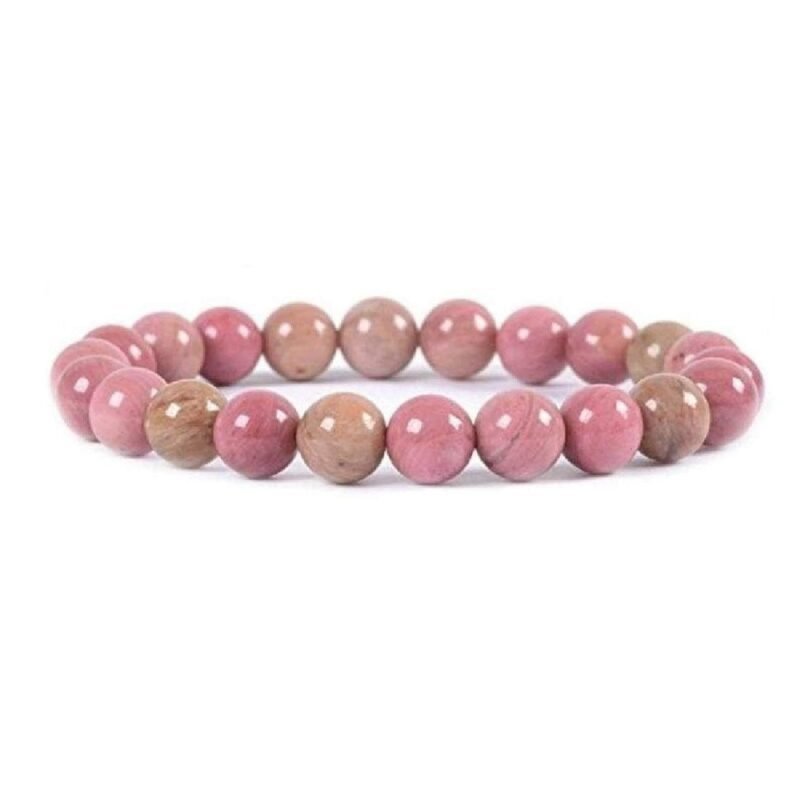 Natural Rhodocrosite Semi Precious, Stone Bracelet, Crystal Stone 8mm Beads Bracelet Round Shape for Reiki Healing and Crystal Healing Chakra Stones