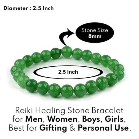 Natural Green Jade Real Pure Crystal Certified 8 mm Bracelet for Men and Women for Good Luck, Love, Abundance, Healing and Meditation