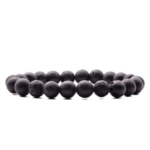 Natural Real Crystal Certified 8 mm Bracelet for Men and Women for Good Luck, Love, Abundance, Healing and Meditation (Natural Lava Stone Bracelet)