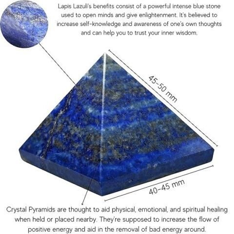 Divine Natural Lapis Lazuli Certified Pyramid - 2" Inch Crystal Certified Pyramid for Positive Energy, Vastu, Reiki, Feng Shui and Chakra Healing Energy Balancing