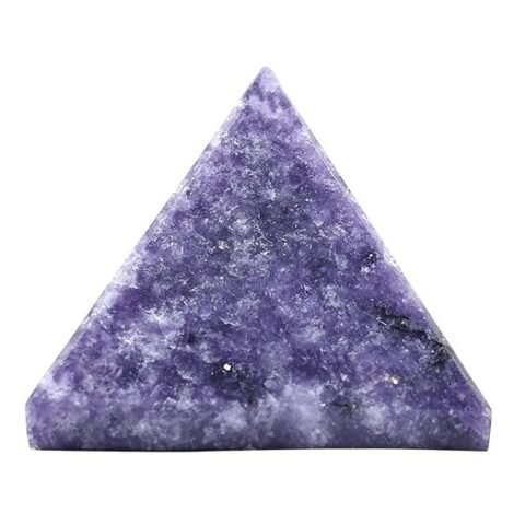 Divine Natural Lepidolite Certified Pyramid - 2" Inch Crystal Certified Pyramid for Positive Energy, Vastu, Reiki, Feng Shui and Chakra Healing Energy Balancing