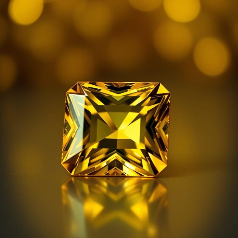 Sunela Stone Original Certified 10.68 Carat/Ratti Square Shape Original Certified Natural Citrine Gemstone (Rhio Grande Topaz) AAA Quality for Ring Jewellery For Men and Women - Image 2