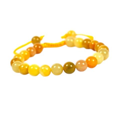 Natural Golden Quartz Macrame Thread Bracelet Lab Certified AAA Grade 8mm Adjustable Unisex Real Crystal Bracelet For Peace, Manifestation & Solar Plexus Chakra