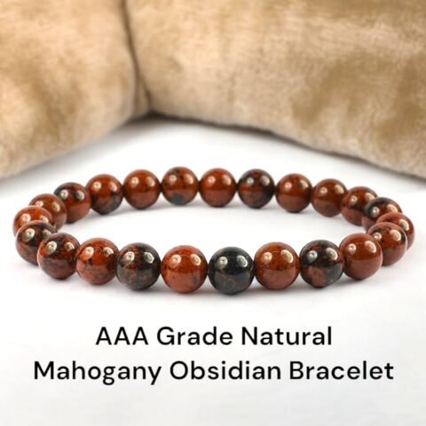 Natural Mahogany Obsidian Bracelet Lab-Certified AAA Grade 8mm Stretchable Original Unisex Bracelet For Root Chakra, Grounding Energy, Protection & Meditation