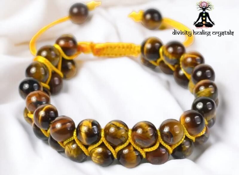 Original Tiger Eye Certified Double Layered Unisex Bracelet with 8 mm Beads to Harness Courage and Strength and Release Hesitation