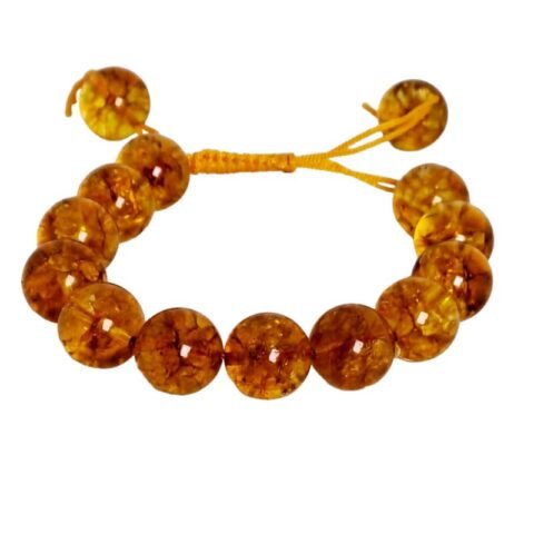 Divinity Healing Crystals Natural Citrine Pure Certified 14 mm Adjustable Thread Unisex Bracelet Super AAA Quality for Healing Meditation Success and Abundance