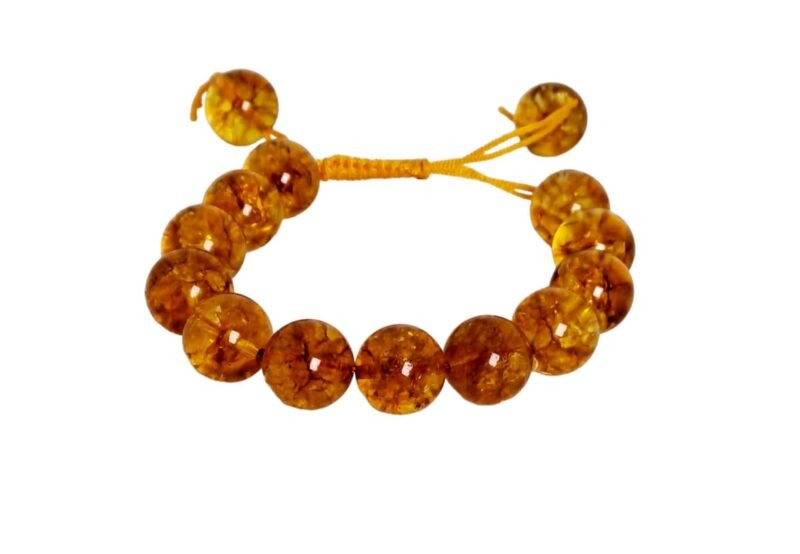 Divinity Healing Crystals Natural Citrine Pure Certified 14 mm Adjustable Thread Unisex Bracelet Super AAA Quality for Healing Meditation Success and Abundance