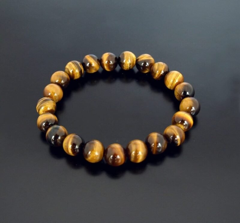 Divinity Tiger Eye Natural Pure Certified 8mm Unisex Bracelet Super AAA Quality for Healing Meditation Success and Abundance (Tiger Eye Bracelet)