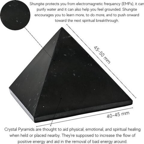 Divine Natural Natural - You Will Receive ONE Shungite Crystal Certified Pyramid as Shown, Handmade, Quality Checked, Earthly mined, Organic and Authentic.