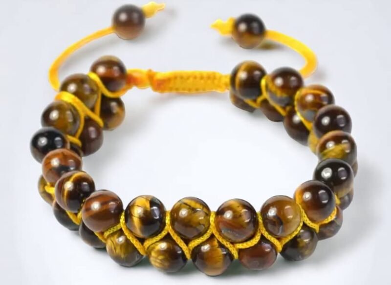 Original Tiger Eye Certified Double Layered Unisex Bracelet with 8 mm Beads to Harness Courage and Strength and Release Hesitation