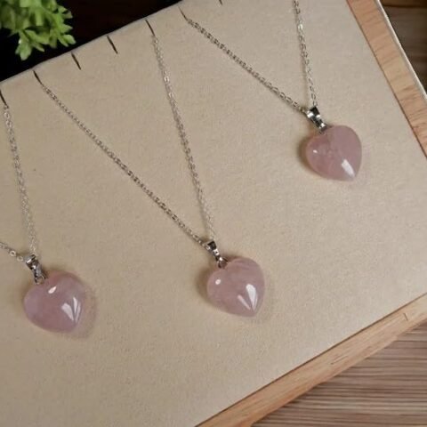 Divine Natural Rose Quartz Love Heart Necklace, Boho Jewellery, Dainty Gemstone Necklace, Heart Necklace, Rose Quartz Jewellery