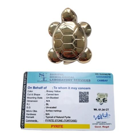 Golden Pyrite Tortoise Carving, Pyrite Carved Lab Certified Crystal Tortoise Home Decoration, Gold Pyrite Crystal Tortoise Pocket Stone, Crystal Healing Stone/Pocket Pyrite Tortoise for Abundance