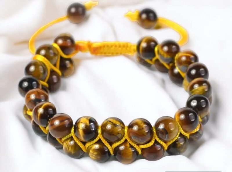Original Tiger Eye Certified Double Layered Unisex Bracelet with 8 mm Beads to Harness Courage and Strength and Release Hesitation